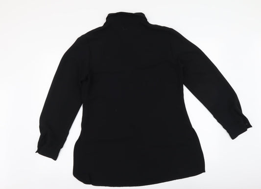 Womens UK Size 12 Debenhams Black Basic Button-Up