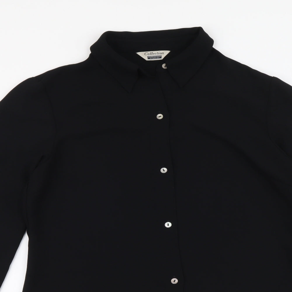 Womens UK Size 12 Debenhams Black Basic Button-Up