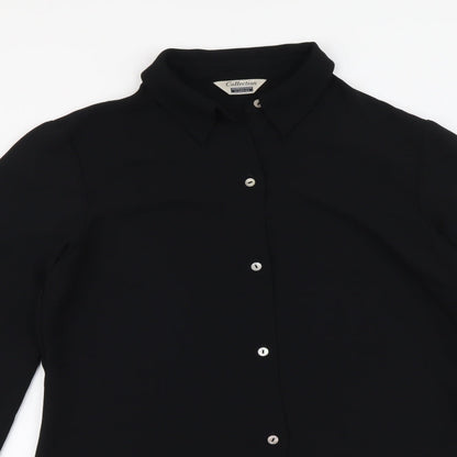 Womens UK Size 12 Debenhams Black Basic Button-Up