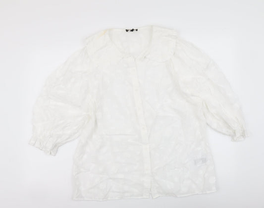 Womens UK Size 16 Phase Eight White Basic Button-Up