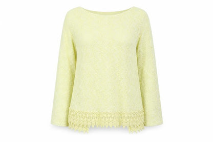 Micky Womens Yellow Polyester Basic Blouse Size M Round Neck - Open Back