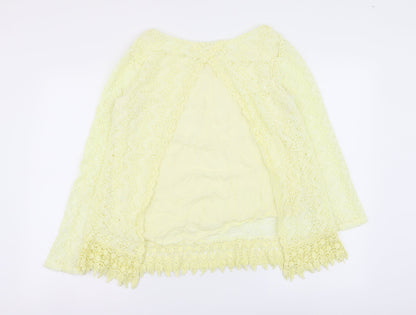 Micky Womens Yellow Polyester Basic Blouse Size M Round Neck - Open Back