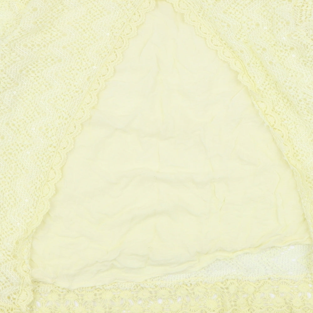 Micky Womens Yellow Polyester Basic Blouse Size M Round Neck - Open Back