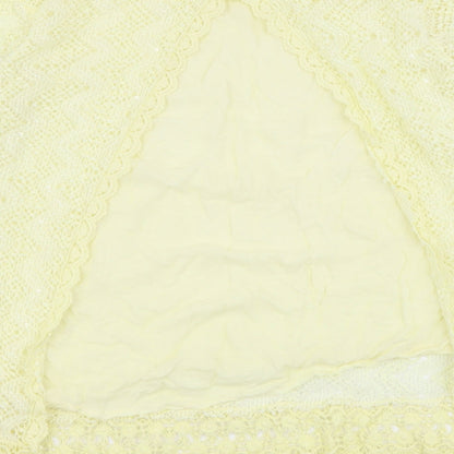 Micky Womens Yellow Polyester Basic Blouse Size M Round Neck - Open Back