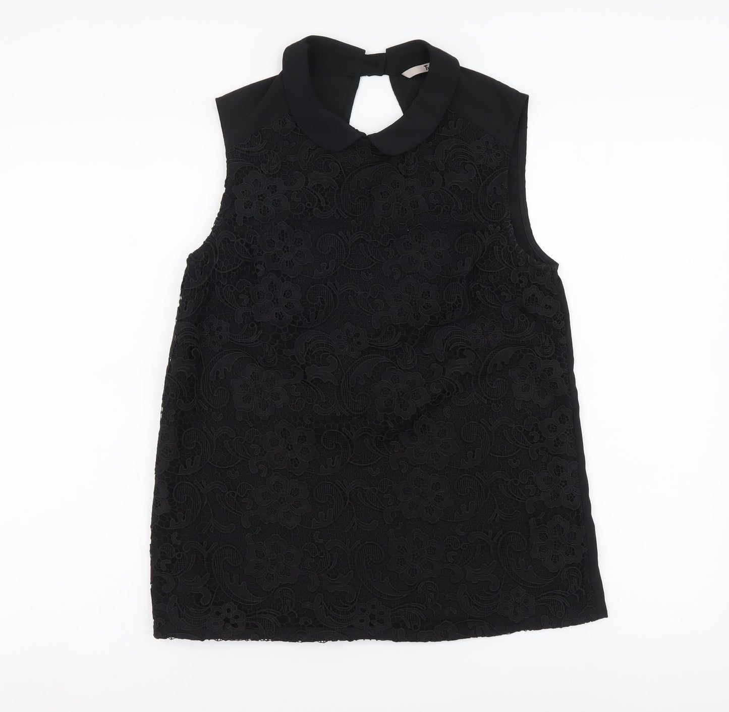 TU Womens Black Polyester Basic Tank Size 8 Collared