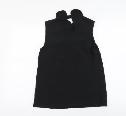 TU Womens Black Polyester Basic Tank Size 8 Collared