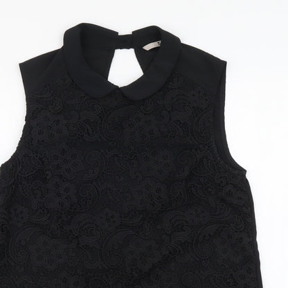 TU Womens Black Polyester Basic Tank Size 8 Collared