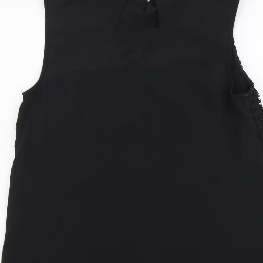 TU Womens Black Polyester Basic Tank Size 8 Collared