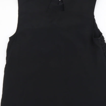 TU Womens Black Polyester Basic Tank Size 8 Collared