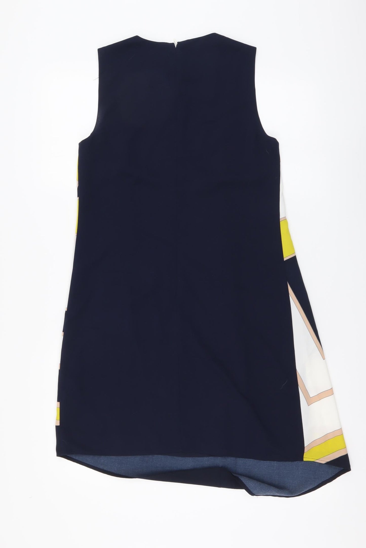 Oasis Womens Multicoloured Geometric Polyester A-Line Size 8 Round Neck Zip