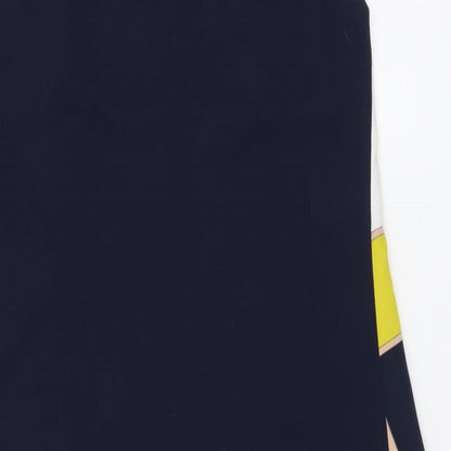 Oasis Womens Multicoloured Geometric Polyester A-Line Size 8 Round Neck Zip