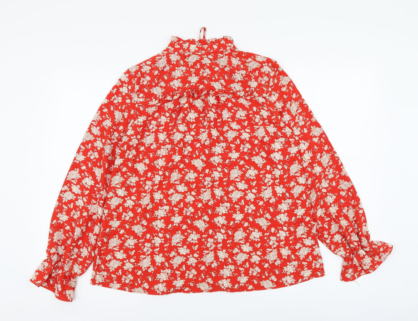 Womens UK Size S Zara Red Basic Button-Up