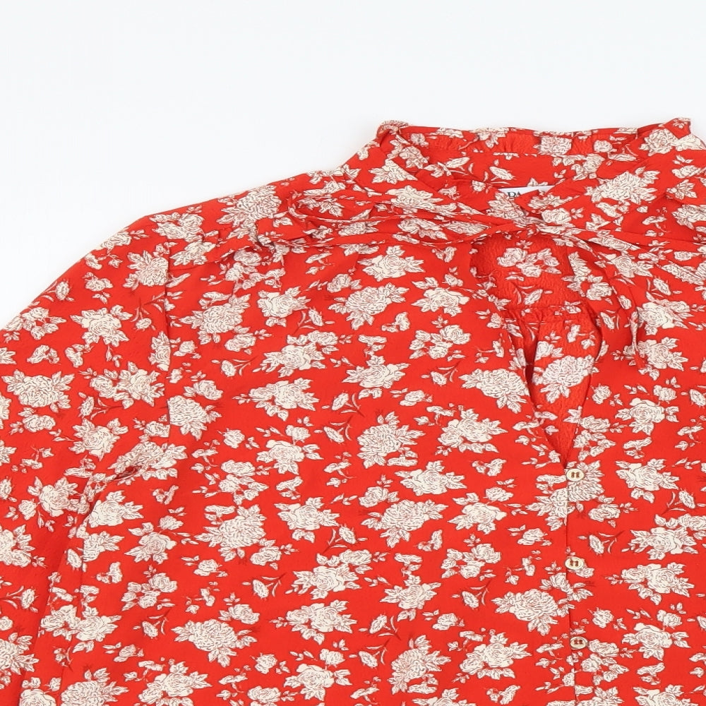 Womens UK Size S Zara Red Basic Button-Up