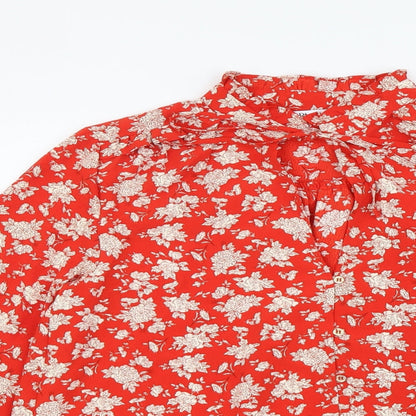 Womens UK Size S Zara Red Basic Button-Up
