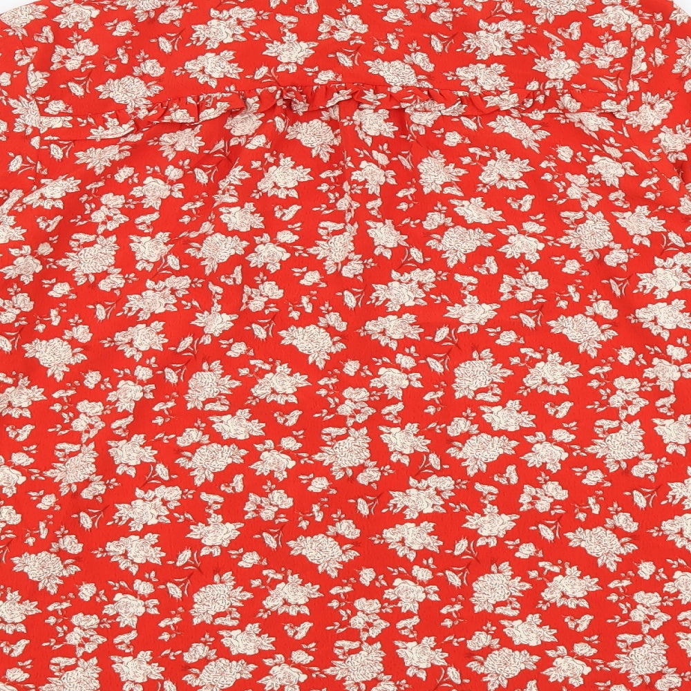 Womens UK Size S Zara Red Basic Button-Up