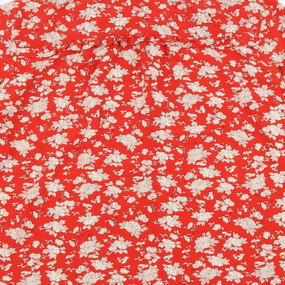 Womens UK Size S Zara Red Basic Button-Up