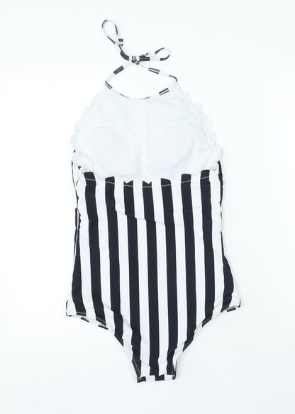Blooming Jelly Womens Black Striped Polyamide One Piece Size S