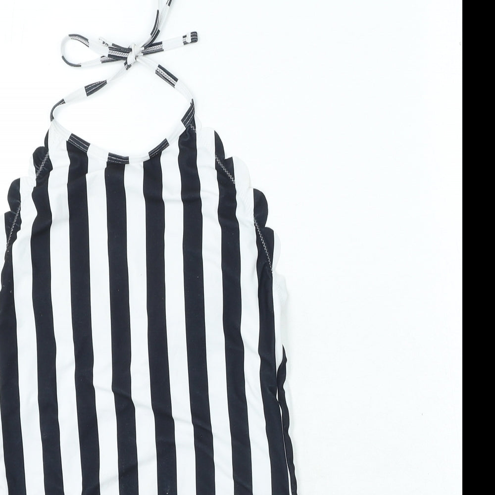 Blooming Jelly Womens Black Striped Polyamide One Piece Size S