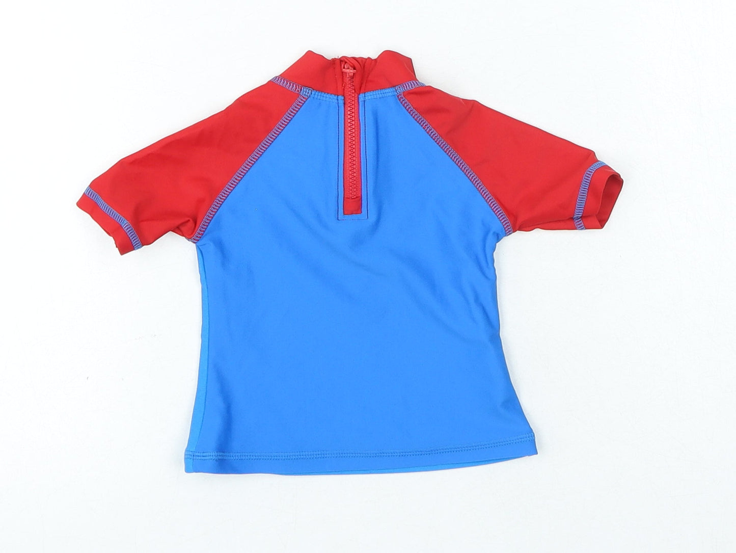 Disney Boys Blue Polyamide Basic T-Shirt Size 6-9 Months Crew Neck Zip - Mickey Mouse Swim Top
