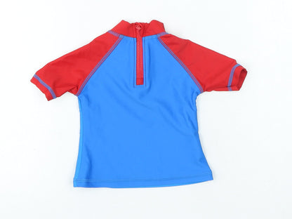 Disney Boys Blue Polyamide Basic T-Shirt Size 6-9 Months Crew Neck Zip - Mickey Mouse Swim Top