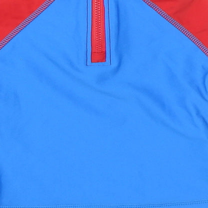 Disney Boys Blue Polyamide Basic T-Shirt Size 6-9 Months Crew Neck Zip - Mickey Mouse Swim Top
