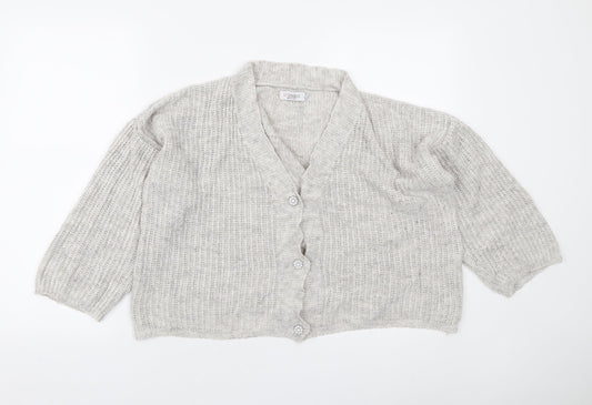 Luisa Ricci Womens Grey V-Neck Acrylic Cardigan Jumper Size L