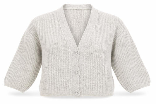Luisa Ricci Womens Grey V-Neck Acrylic Cardigan Jumper Size L