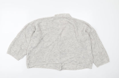 Luisa Ricci Womens Grey V-Neck Acrylic Cardigan Jumper Size L