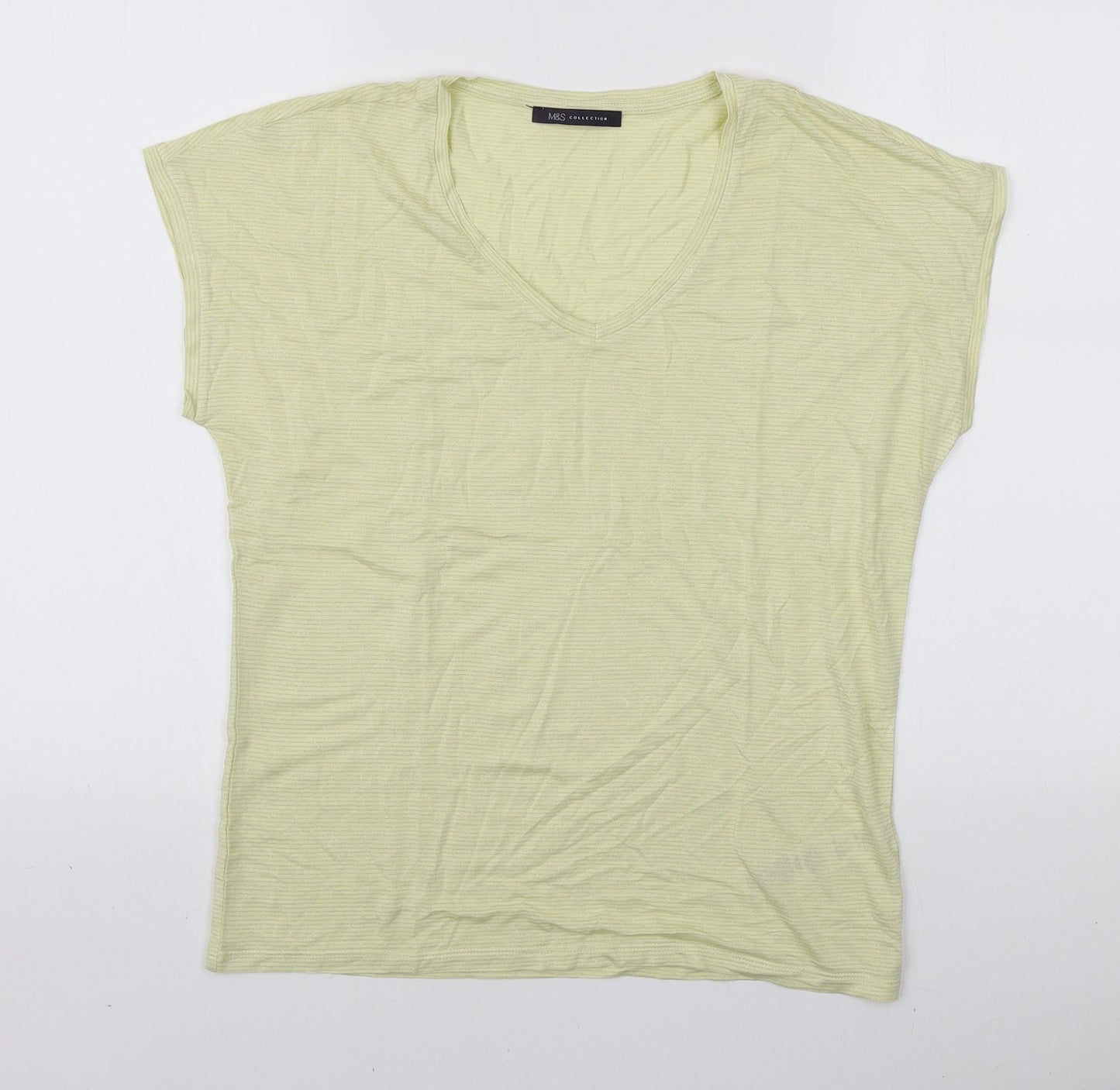 Womens UK Size 10 Marks and Spencer Yellow Basic T-Shirt