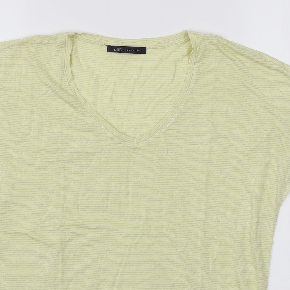 Womens UK Size 10 Marks and Spencer Yellow Basic T-Shirt