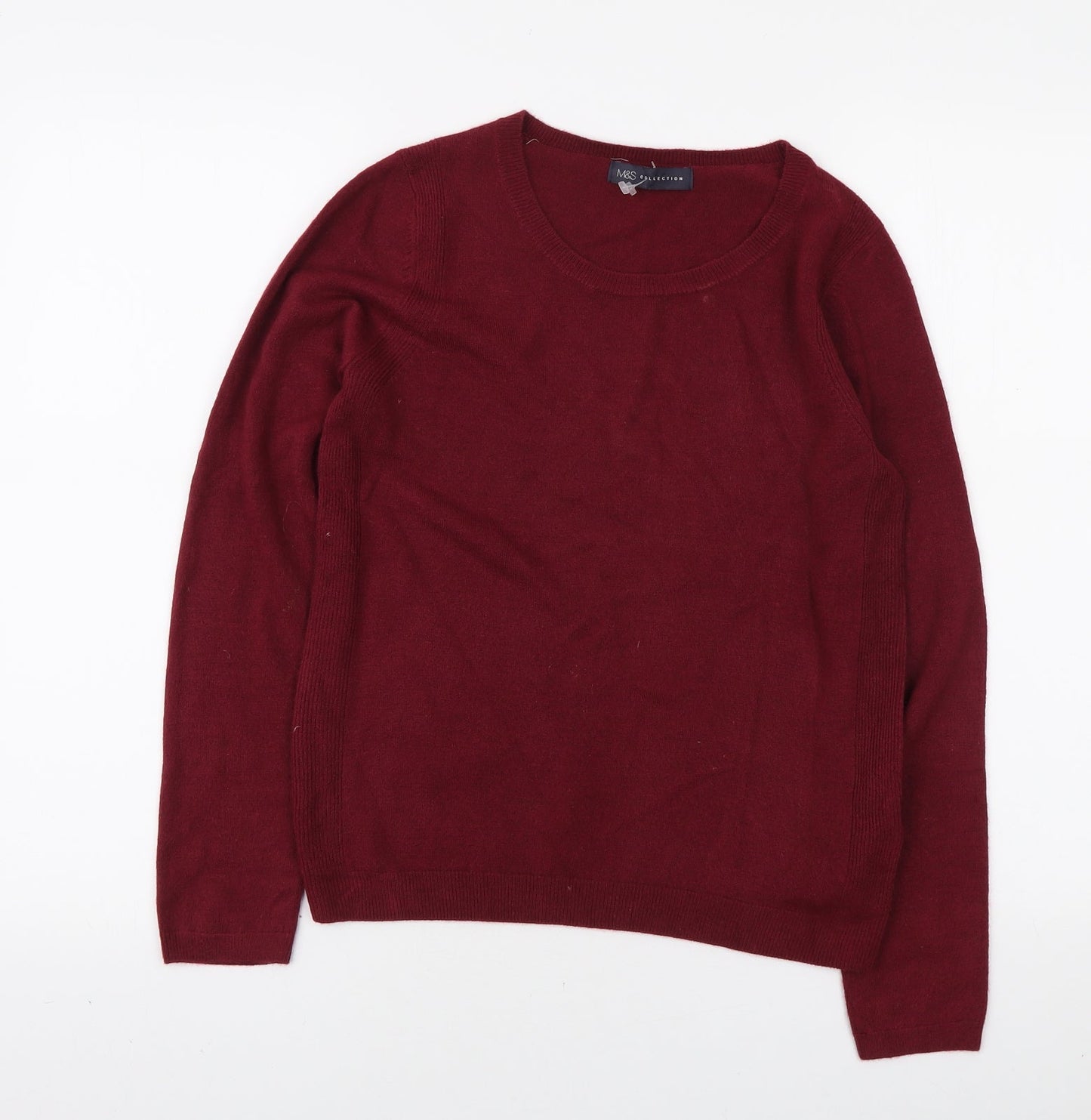 Marks and Spencer Womens Red Round Neck Acrylic Pullover Jumper Size 8