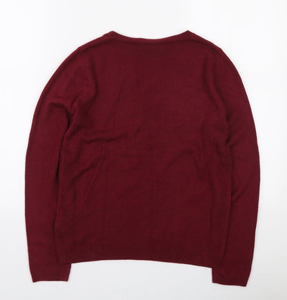 Marks and Spencer Womens Red Round Neck Acrylic Pullover Jumper Size 8