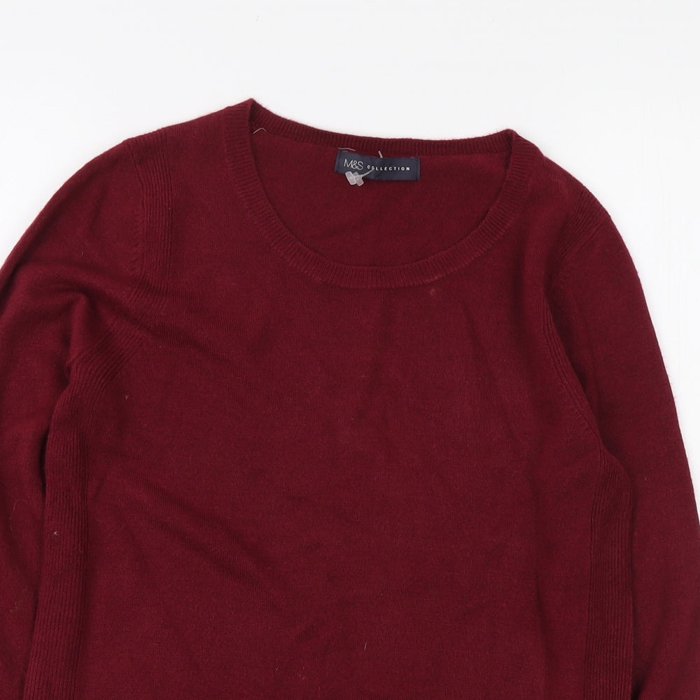Marks and Spencer Womens Red Round Neck Acrylic Pullover Jumper Size 8