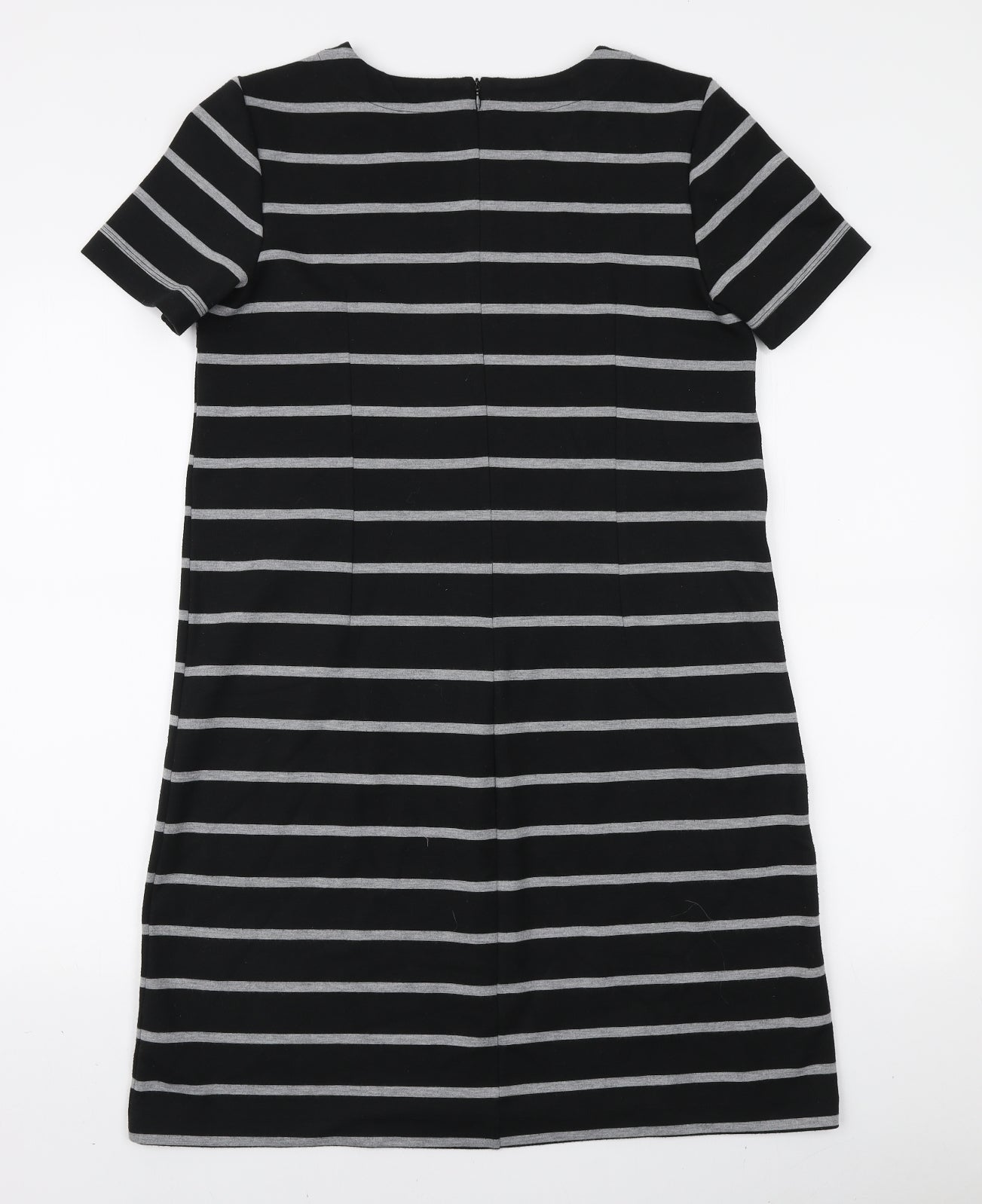 Gap Womens Black Striped Polyester A-Line Size M Round Neck Zip