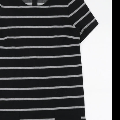 Gap Womens Black Striped Polyester A-Line Size M Round Neck Zip