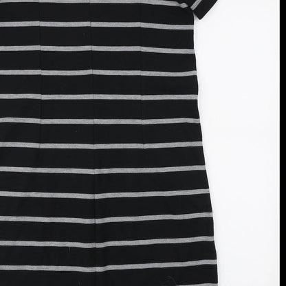 Gap Womens Black Striped Polyester A-Line Size M Round Neck Zip