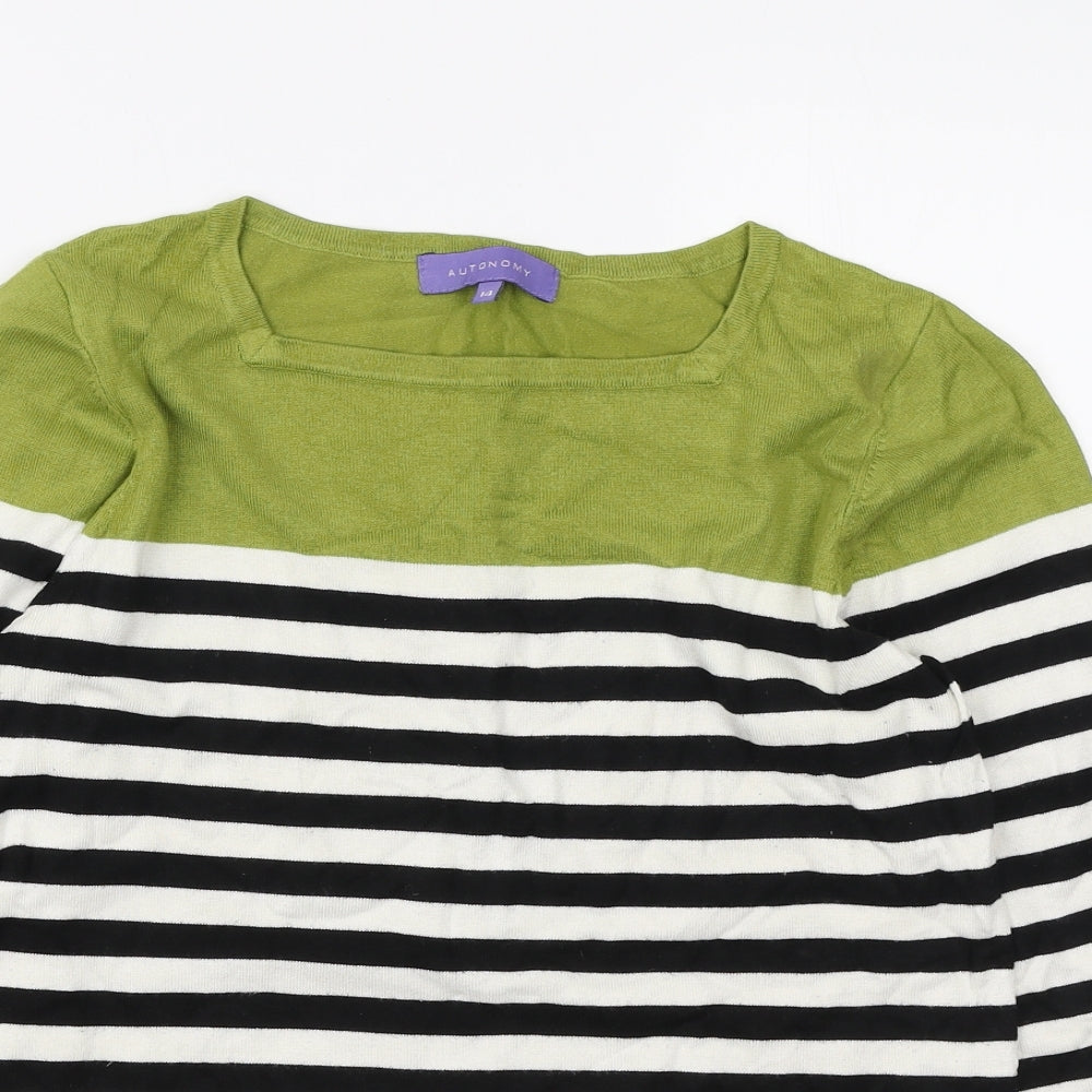 Autonomy Womens Multicoloured Square Neck Striped Viscose Pullover Jumper Size 14