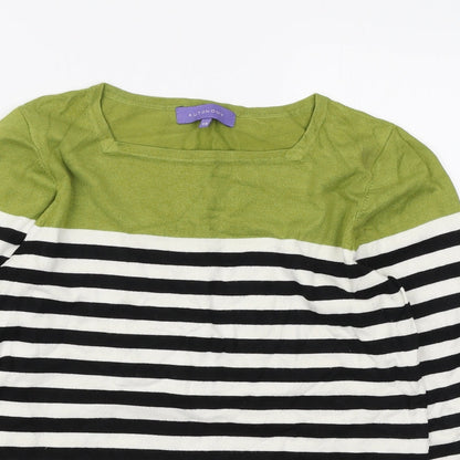 Autonomy Womens Multicoloured Square Neck Striped Viscose Pullover Jumper Size 14