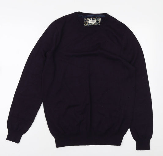 River Island Mens Purple Round Neck Acrylic Pullover Jumper Size M