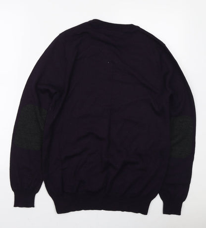 River Island Mens Purple Round Neck Acrylic Pullover Jumper Size M