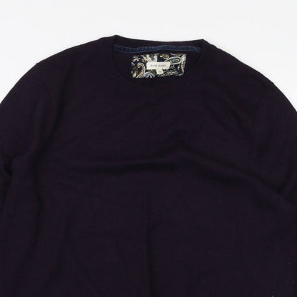 River Island Mens Purple Round Neck Acrylic Pullover Jumper Size M