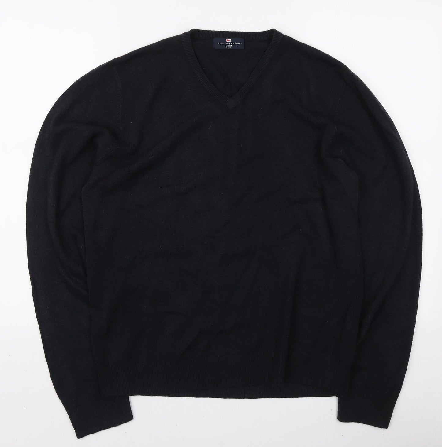 Marks and Spencer Mens Blue V-Neck Acrylic Pullover Jumper Size M