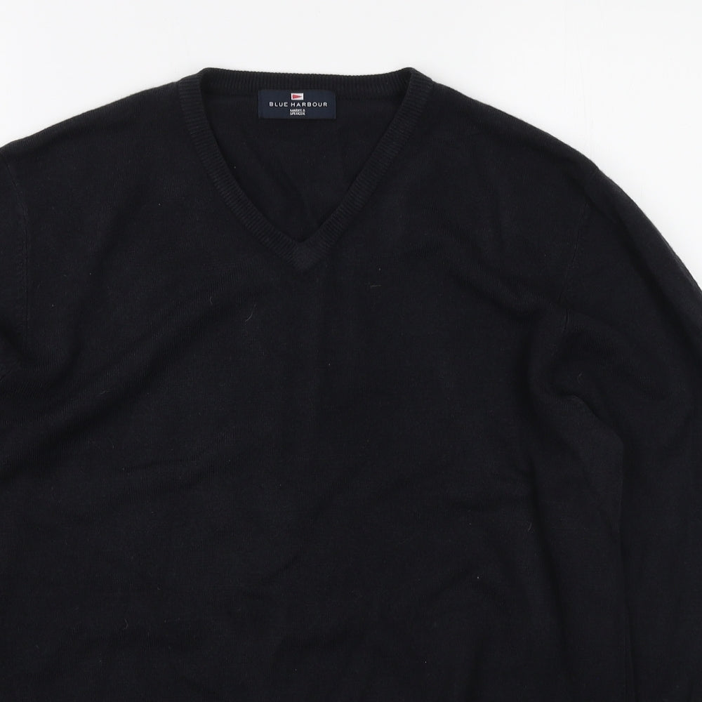 Marks and Spencer Mens Blue V-Neck Acrylic Pullover Jumper Size M