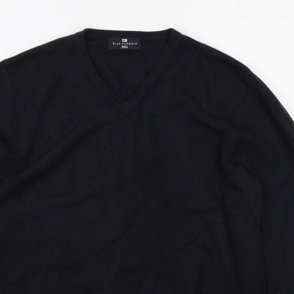 Marks and Spencer Mens Blue V-Neck Acrylic Pullover Jumper Size M