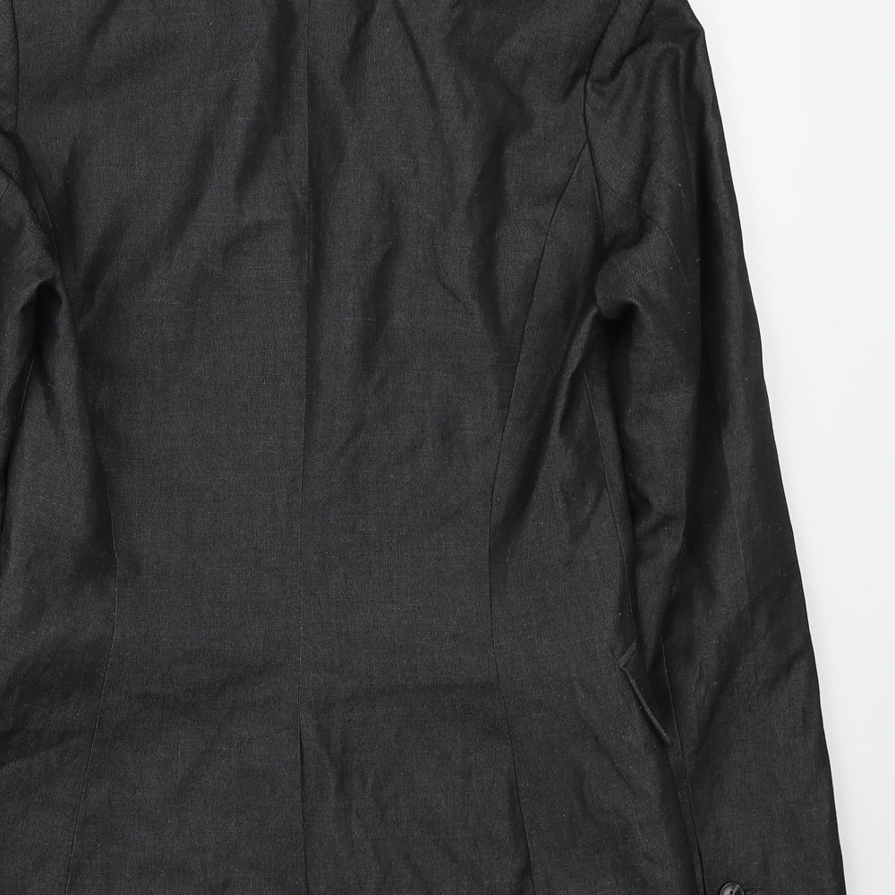 H&M Womens Grey Ramie Jacket Blazer Size 8