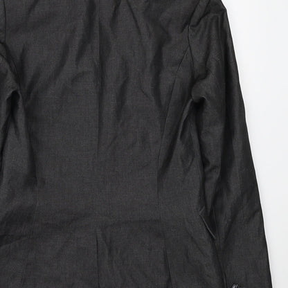 H&M Womens Grey Ramie Jacket Blazer Size 8