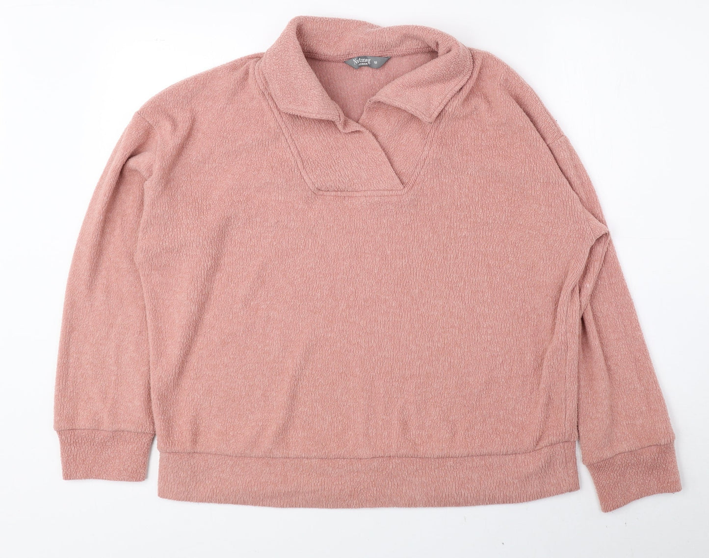 Nutmeg Womens Pink Collared Polyester Pullover Jumper Size 12