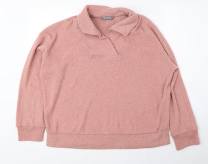 Nutmeg Womens Pink Collared Polyester Pullover Jumper Size 12