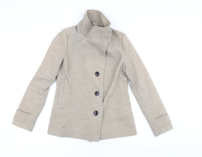 H&M Womens Beige Jacket Coat Size 34 Button