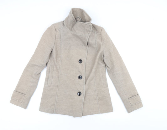 H&M Womens Beige Jacket Coat Size 34 Button